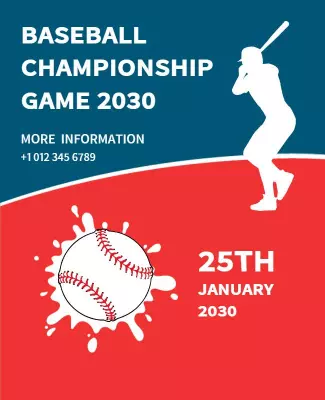 Dynamic Red and Blue Baseball Championship Game Poster Template