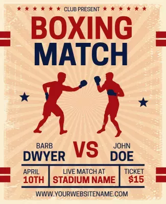 Dynamic Red and Blue Boxing Match Event Poster Template