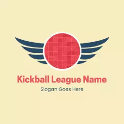 Dynamic Red and Blue Emblem Celebrating Kickball Team Logo Template