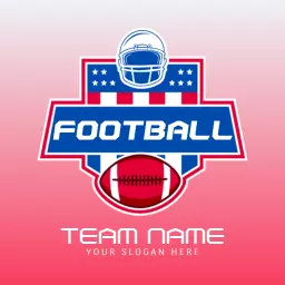 Dynamic Red and Blue Football Team Logo Featuring Exciting Action Logo Template