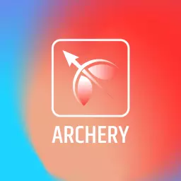 Dynamic Red and Blue Gradient Design for Archery Logo Template