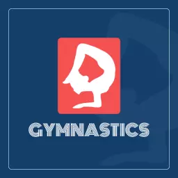 Dynamic Red and Blue Gymnastics Pose Showcasing Skill Logo Template