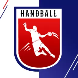 Dynamic Red and Blue Handball Player Action Logo Template