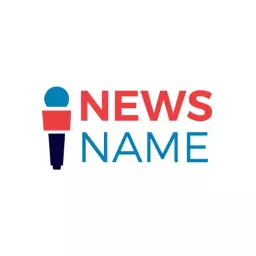 Dynamic Red and Blue Microphone Design for News Logo Template