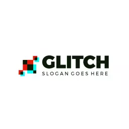 Dynamic Red and Blue Pixel Art Representing Glitch Designs Logo Template
