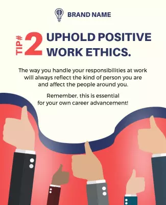 Dynamic Red and Blue Positive Work Ethics Tip Poster Template