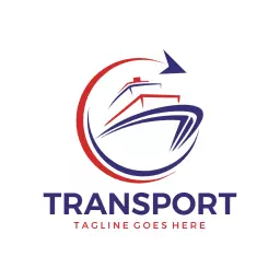 Dynamic Red and Blue Ship Design Representing Transportation Logo Template