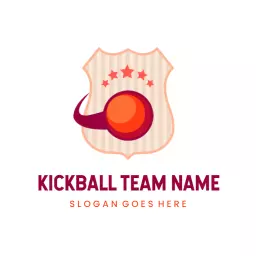Dynamic Red and Cream Kickball Badge with Stars Logo Template
