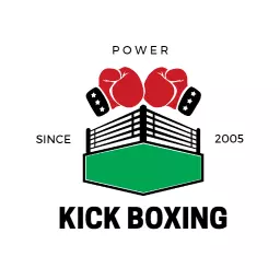 Dynamic Red and Green Kick Boxing Ring Logo Template