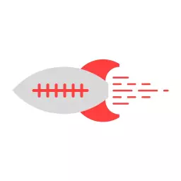 Dynamic Red and Grey Rugby Ball Representing Speed Logo Template