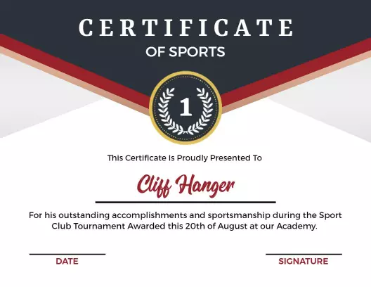 Dynamic Red and Navy Sports Achievement Certificate Template