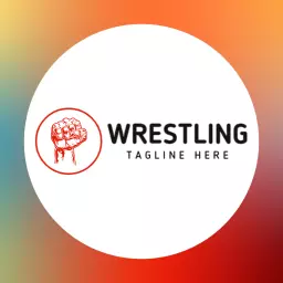 Dynamic Red and Orange Wrestling Logo with Strong Fist Graphic Logo Template