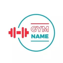 Dynamic Red and Teal Gym Circle Fitness Logo Template