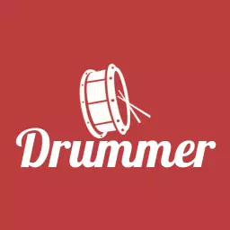 Dynamic Red and White Drum Design Highlighting Drummer Logo Template
