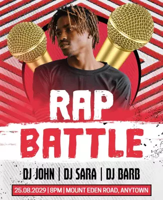 Dynamic Red and White Rap Battle Music Event Poster Template