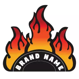 Dynamic Red and Yellow Fire Flames Sticker Design Logo Template