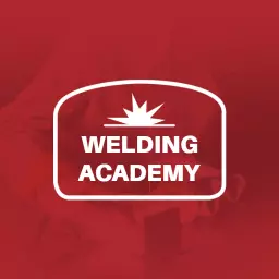 Dynamic Red Background Featuring Welding Academy Logo Template