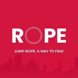 Dynamic Red Background Showcasing Jump Rope Activity Logo Template