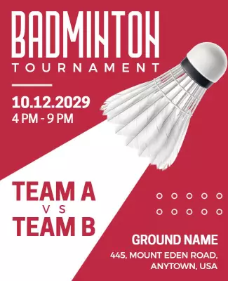 Dynamic Red Badminton Tournament Match Poster Template