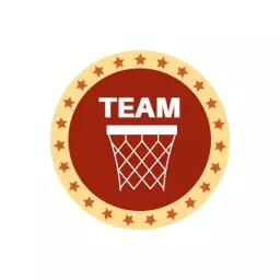Dynamic Red Basketball Team Logo with Star Accents Logo Template