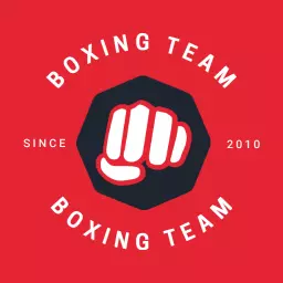 Dynamic Red Boxing Team Logo Featuring a Bold Fist Shape Logo Template