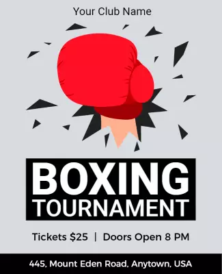 Dynamic Red Boxing Tournament Event Announcement Poster Template