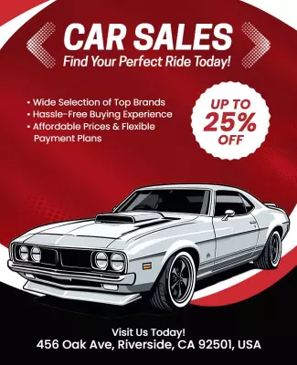 Dynamic Red Car Sales Promotion Discount Poster Template