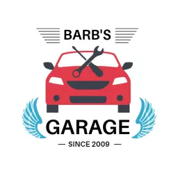 Dynamic Red Car with Tools Representing Garage Services Logo Template