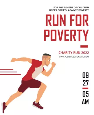 Dynamic Red Charity Run for Poverty Awareness Poster Template