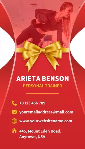 Dynamic Red Fitness Personal Trainer Business Card Template