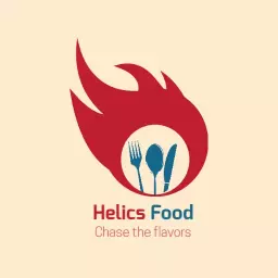 Dynamic Red Flame Design Highlighting Fresh Restaurant Cuisine Logo Template