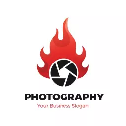 Dynamic Red Flames Evoking Passion in Photography Logo Template