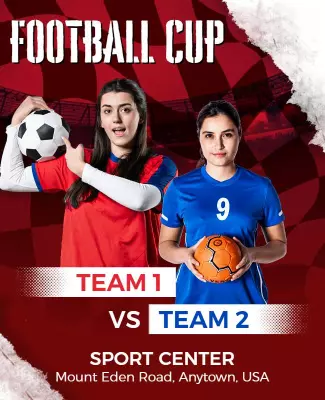 Dynamic Red Football Cup Tournament Poster Template