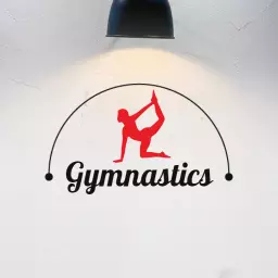 Dynamic Red Gymnast Performing Elegantly in Gymnastics Logo Template