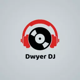 Dynamic Red Headphones with Vinyl Record Representing DJ Logo Template