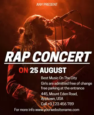 Dynamic Red Hip-Hop Rap Concert Event Poster Template