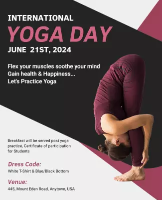 Dynamic Red International Yoga Day Celebration Poster Template