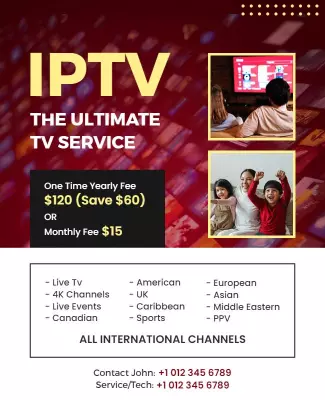 Dynamic Red IPTV Ultimate TV Service Subscription Poster Template
