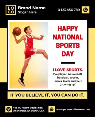 Dynamic Red National Sports Day Celebration Poster Template