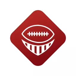 Dynamic Red Rugby Ball Design with Bold Shield Logo Template
