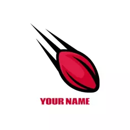 Dynamic Red Rugby Ball in Motion Representing Team Spirit Logo Template