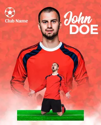 Dynamic Red Soccer Player Celebration Poster Template