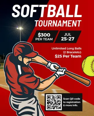 Dynamic Red Softball Tournament Sports Event Flyer Template