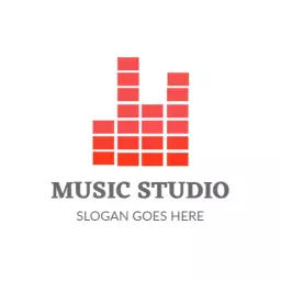 Dynamic Red Sound Wave Design Representing Music Studio Logo Template