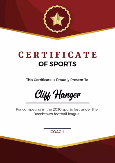 Dynamic Red Sports Achievement Certificate Template