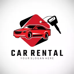 Dynamic Red Sports Car Icon Representing Car Rental Logo Template