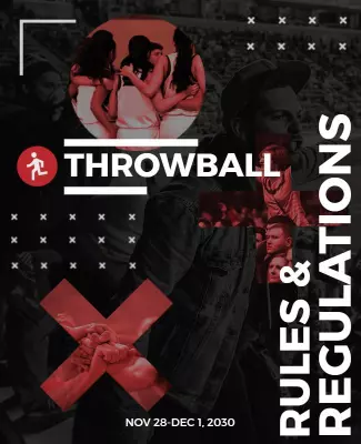 Dynamic Red Throwball Rules and Regulations Poster Template