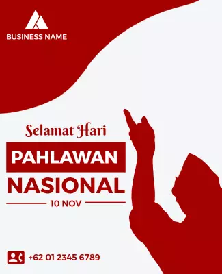 Dynamic Red Tribute to National Heroes Celebration Poster Template