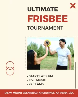 Dynamic Red Ultimate Frisbee Tournament Poster Template