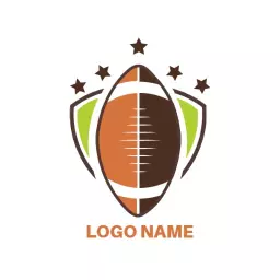 Dynamic Rugby Ball Design with Stars and Colorful Elements Logo Template